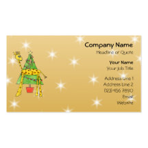 Árbol de navidad y animales tarjetas de negocios