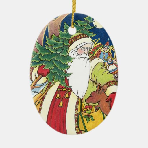 Árbol de navidad y ciervos de Nicholas w del santo Ornamento De Navidad