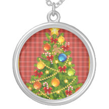 Árbol de navidad y tela escocesa roja grimpola