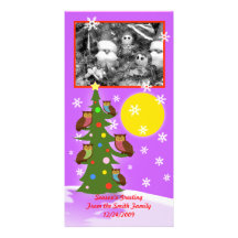 Árbol del búho del navidad tarjeta fotografica  