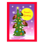 Árbol del búho del navidad tarjetas postales