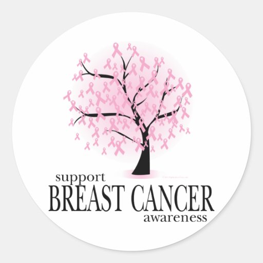 Árbol del cáncer de pecho pegatinas redondas