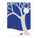 Árbol del invierno con la postal de los cardenales