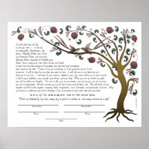 Árbol del ketubah de la vida con una cita hebrea ( poster