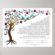 Árbol del ketubah de la vida con una cita hebrea posters