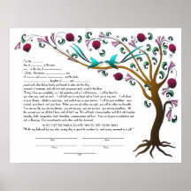 Árbol del ketubah de la vida con una cita hebrea - poster