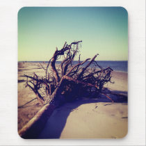 Árbol desarraigado en la playa alfombrillas de raton 