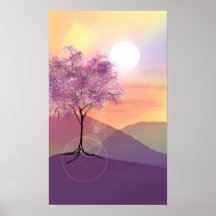 Árbol en una colina posters