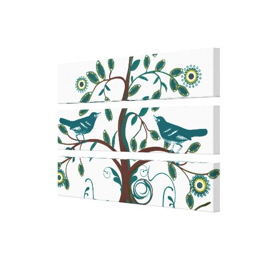 Árbol lindo enrrollado de Swirly de los pájaros de Impresiones De Lienzo