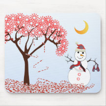 Árbol MousePad de CandyCane del muñeco de nieve Tapetes De Raton