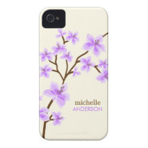 Árbol púrpura de las flores de cerezo iPhone 4 Case-Mate coberturas