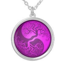 Árbol púrpura de Yin Yang Pendiente Personalizado