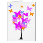 Árbol rosado de la mariposa tarjeta
