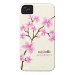 Árbol rosado de las flores de cerezo iPhone 4 Case-Mate protectores