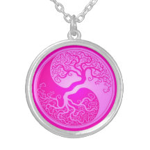 Árbol rosado de Yin Yang Collares Personalizados