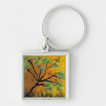 árbol y mariposas llaveros personalizados