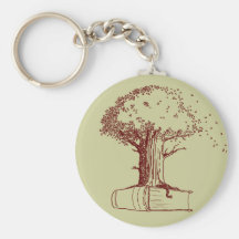 Árbol y un libro llaveros personalizados