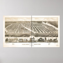 Arboleda 1881 del océano y parque de Asbury, mapa  Poster