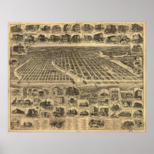 Arboleda 1897 del océano y parque de Asbury, mapa  Poster