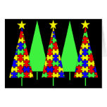 Árboles de navidad - rompecabezas tarjeton