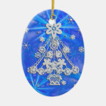 Árboles de navidad y copos de nieve adorno