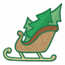 Árboles de navidad y polo bordado trineo