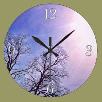 Árboles del invierno y un arte estacional frío de  reloj de pared