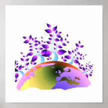 árboles púrpuras que vienen hacia fuera globe.png  poster