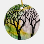 Árboles tallados mano en el papel de arroz ornamento de navidad