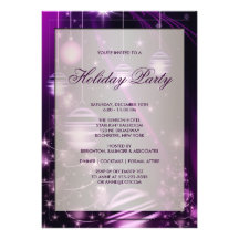 Árboles y celebración de días festivos púrpuras de invitaciones personalizada