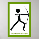 Archer con su negro del arco, personalizado verde  posters