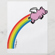 Arco iris del cerdo del vuelo tarjetas publicitarias