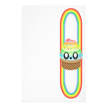 ARCO IRIS DEL CONO DE HELADO DE KAWAII DELICIOSO PAPELERÍA PERSONALIZADA