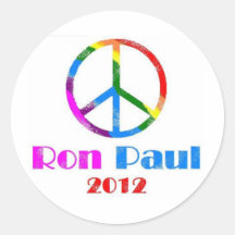 Arco iris del signo de la paz de Ron Paul Pegatinas Redondas