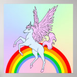 Arco iris del unicornio del estilo del vintage del poster