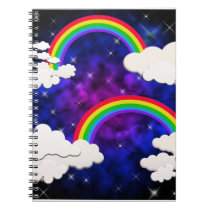 Arco iris, estrellas y nubes en un cielo nocturno cuadernos