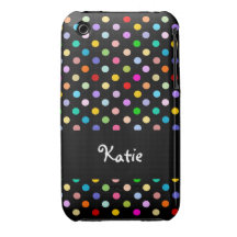 Arco iris personalizado y modelo de lunar negro iPhone 3 Case-Mate cobertura