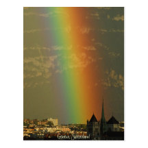 arco iris sobre Ginebra Tarjeta Postal