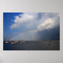 Arco iris y tempestad de truenos del puerto de Ply Poster