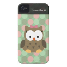 Arco lindo del búho w/Pink de Brown Case-Mate iPhone 4 Fundas
