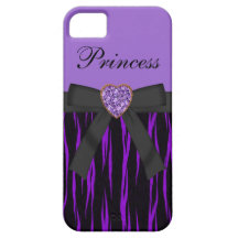 Arco púrpura y negro y Bling del estampado de anim iPhone 5 Coberturas