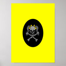 Arcos del amarillo de la etiqueta del cráneo de la poster
