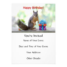 Ardilla del feliz cumpleaños invitacion personal 
