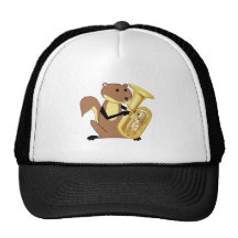 Ardilla que juega la tuba gorras