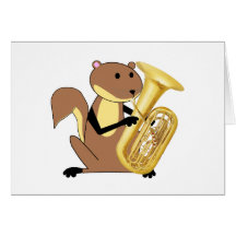 Ardilla que juega la tuba tarjeta