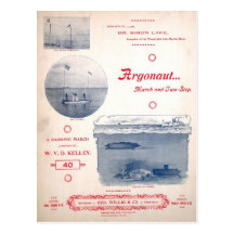 Argonauta marzo, submarino temprano, fotografías postales