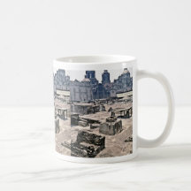 Argumentos ceremoniales aztecas y catedral español taza de café