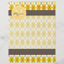 Argyle amarillo con monograma tarjetones