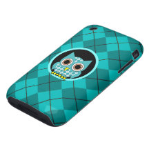argyle con el búho tough iPhone 3 cárcasa