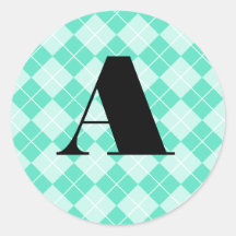 Argyle con monograma etiqueta redonda